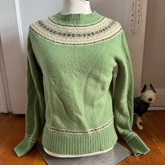 J. Crew Sweaters - J. Crew | green lambs wool fair isle sweater
